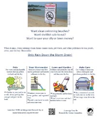 Stormwater flyer with closed beach sign
