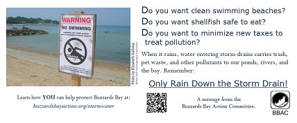 Stormwater mailer with beach closure sign